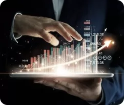 Gráfico financiero sobre una tablet, área de contabilidad financiera